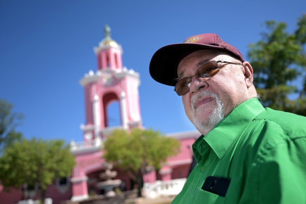 Don Thwaites, one-time kettle corn vendor, poses for a portrait at the parking area of Casa Bonia in Lakewood on Friday, Aug. 11, 2023. The shipping container he operated out of, which was in front of Casa Bonita, was moved across the street. (Photo by Hyoung Chang/The Denver Post)