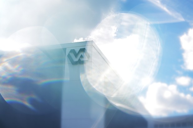 The Rocky Mountain Regional VA Medical Center in Aurora on Nov. 9, 2023. This image was made using homemade plastic filters that the photographer attached to a 50mm lens to give the image a stylized blur effect. (Photo by RJ Sangosti/The Denver Post)